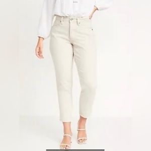 High Waisted Button Fly Curvy O.G Straight Off-White Jeans for Women